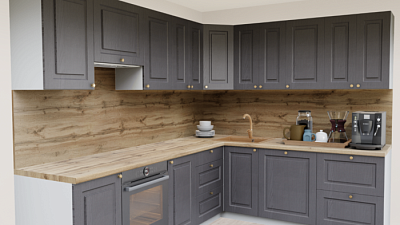 Кухня угловая Роялвуд графит 5095 Прямоугольник